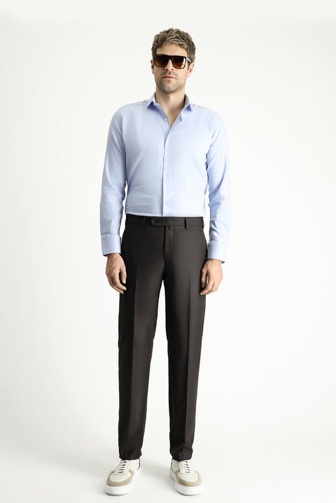 Koyu Kahve 7 Drop Slim Fit Dar Kesim Klasik Kumaş Pantolon
