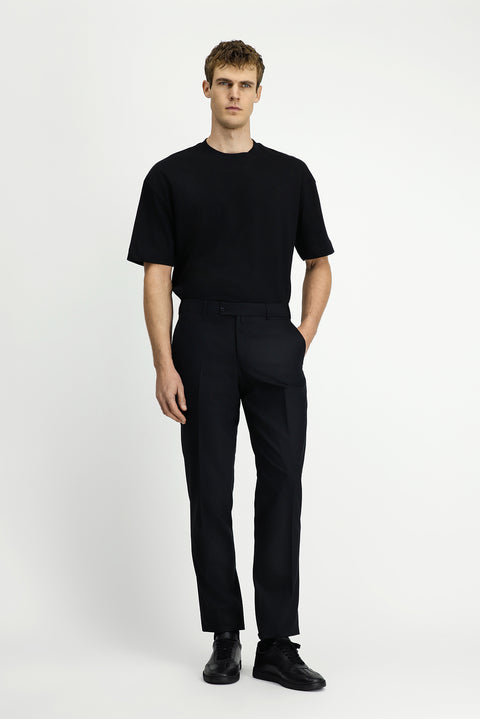 Black 6 Drop Regular Fit Standard Cut Classic Trousers