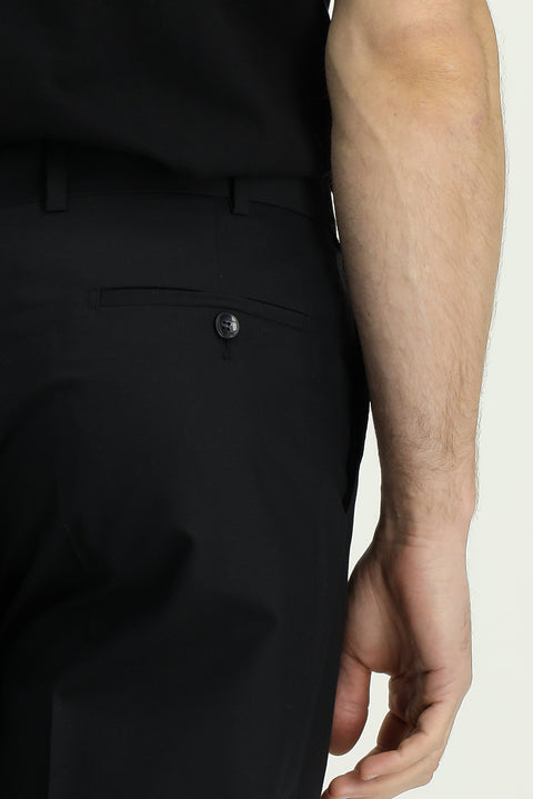Black 6 Drop Regular Fit Standard Cut Classic Trousers
