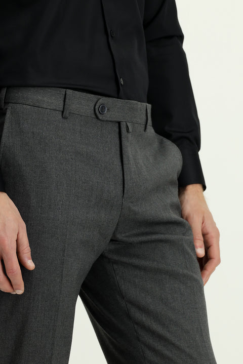Medium Gray 6 Drop Regular Fit Standard Cut Classic Fabric Trousers