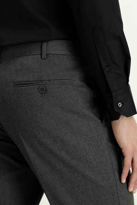 Medium Gray 6 Drop Regular Fit Standard Cut Classic Fabric Trousers