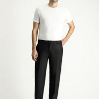 Black 6 Drop Regular Fit Standard Cut Lycra Classic Fabric Trousers