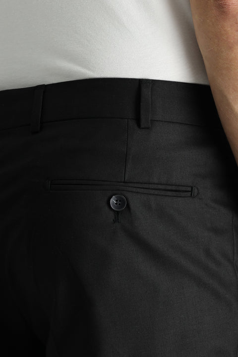 Black 6 Drop Regular Fit Standard Cut Lycra Classic Fabric Trousers
