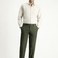Medium Khaki 7 Drop Slim Fit Narrow Cut Lycra Classic Fabric Trousers