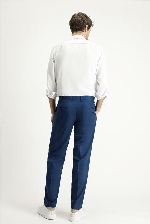 Dark Petrol 7 Drop Slim Fit Narrow Cut Lycra Classic Fabric Trousers