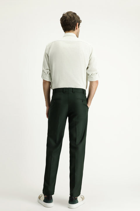 Koyu Yeşil 7 Drop Slim Fit Dar Kesim Likralı Klasik Kumaş Pantolon