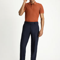Dark Navy 6 Drop Regular Fit Standard Cut Classic Fabric Trousers