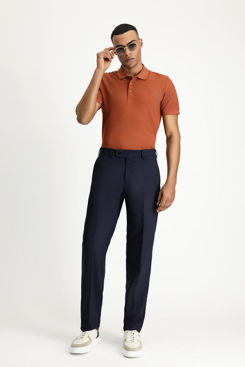 Dark Navy 6 Drop Regular Fit Standard Cut Classic Fabric Trousers