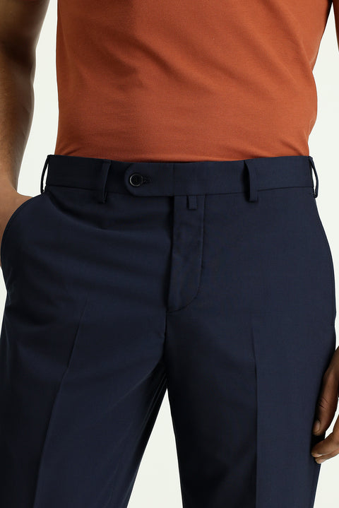 Dark Navy 6 Drop Regular Fit Standard Cut Classic Fabric Trousers