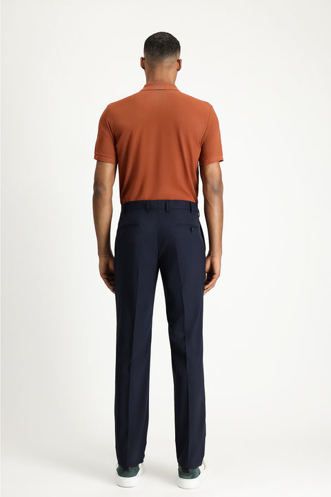 Dark Navy 6 Drop Regular Fit Standard Cut Classic Fabric Trousers