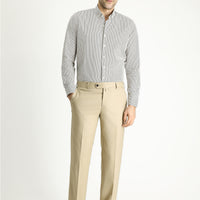 Dark Beige 7 Drop Slim Fit Narrow Cut Lycra Classic Fabric Trousers