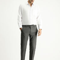 Orta Gri 7 Drop Slim Fit Dar Kesim Likralı Beli Lastikli İpli Klasik Kumaş Pantolon