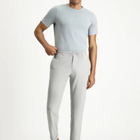 Light Grey 7 Drop Super Slim Fit Extra Narrow Cut Elastic Waist Drawstring Wavy Lycra Classic Fabric Trousers