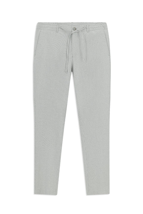 Cloud Grey 7 Drop Super Slim Fit Extra Narrow Cut Elastic Waist Drawstring Wavy Lycra Classic Fabric Trousers