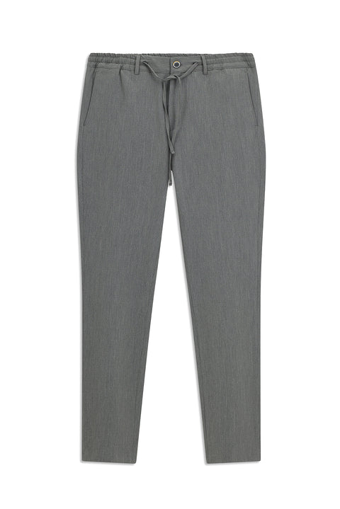 Dark Gray 7 Drop Super Slim Fit Extra Narrow Cut Elastic Waist Drawstring Wavy Lycra Classic Fabric Trousers