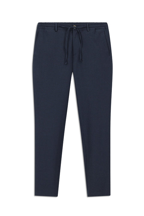 Sky Blue 7 Drop Super Slim Fit Extra Narrow Cut Elastic Waist Drawstring Wavy Lycra Classic Fabric Trousers