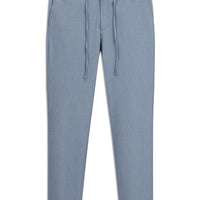 Aqua Blue 7 Drop Super Slim Fit Extra Narrow Cut Elastic Waist Drawstring Wavy Lycra Classic Fabric Trousers