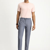 Aviator Blue 7 Drop Super Slim Fit Extra Narrow Cut Elastic Waist Drawstring Wavy Lycra Classic Fabric Trousers