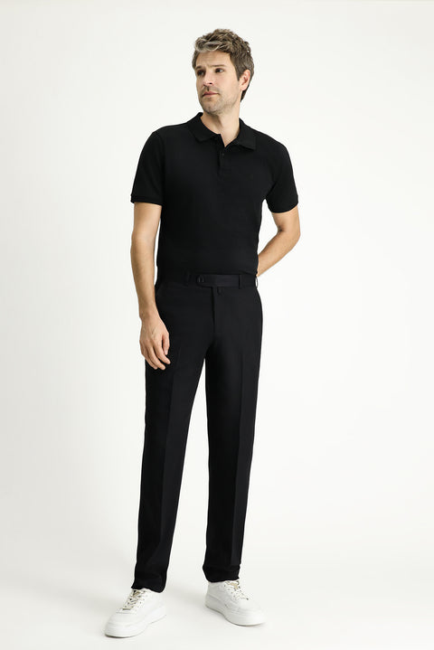 Black 7 Drop Slim Fit Narrow Cut Classic Fabric Trousers with Lycra