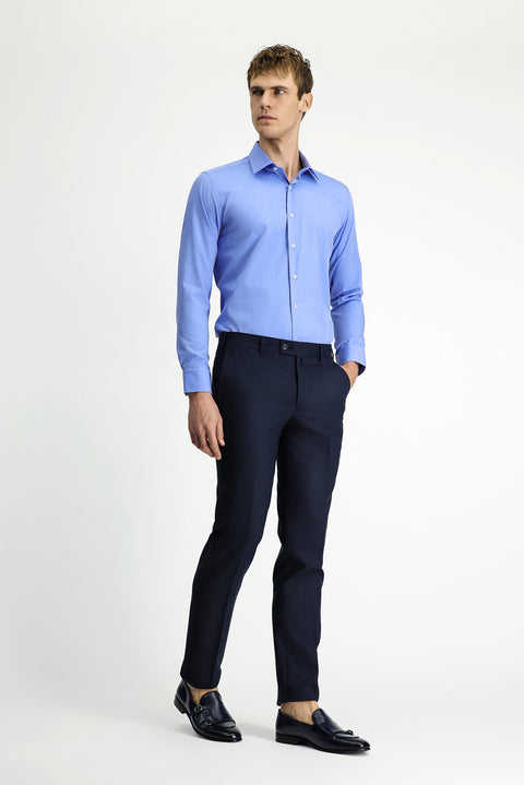 Dark Navy 7 Drop Slim Fit Classic Fabric Trousers