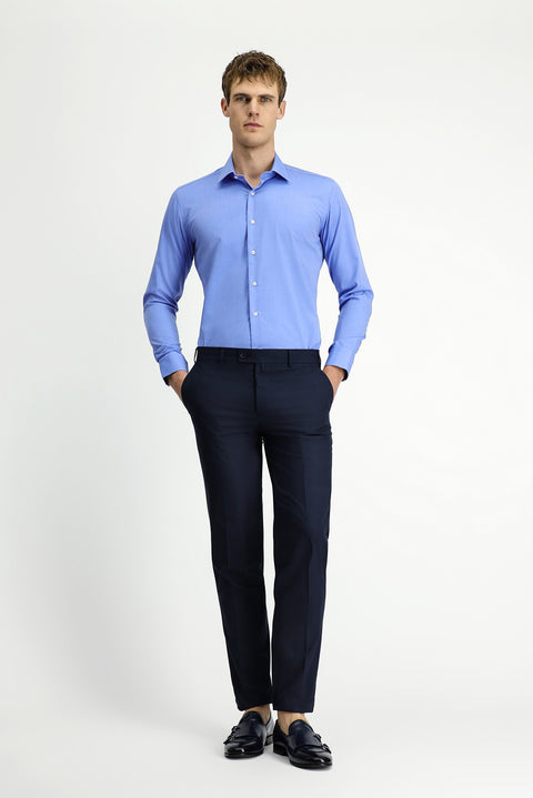Dark Navy 7 Drop Slim Fit Classic Fabric Trousers