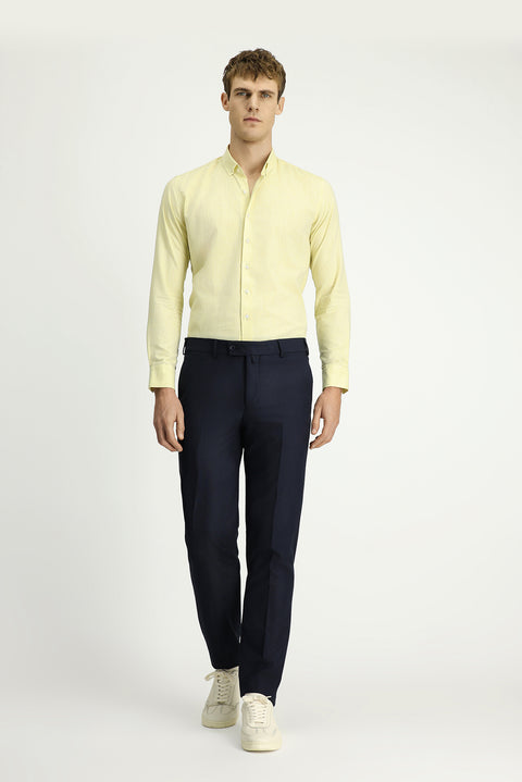 Medium Navy 7 Drop Slim Fit Narrow Cut Lycra Classic Fabric Trousers