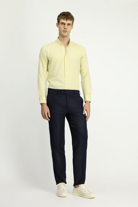 Medium Navy 4 Drop Relaxed Fit Lycra Classic Fabric Trousers