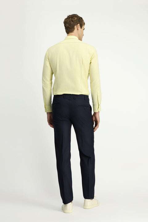 Medium Navy 6 Drop Regular Fit Standard Cut Lycra Classic Fabric Trousers