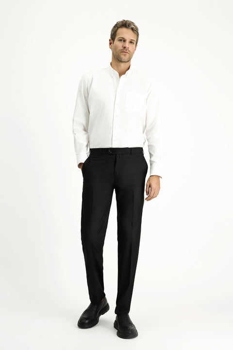Black 4-Drop Relaxed Fit Classic Fabric Trousers