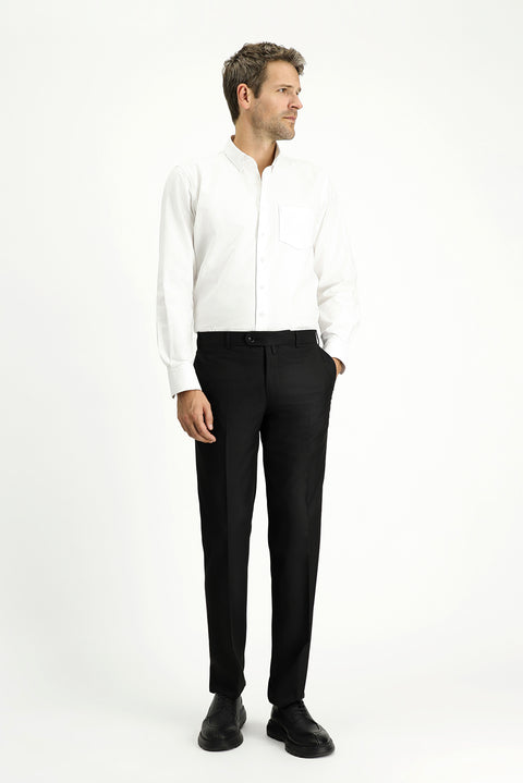 Black 4-Drop Relaxed Fit Classic Fabric Trousers