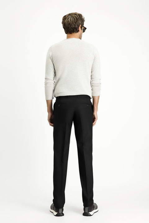 Black 7 Drop Super Slim Fit Extra Narrow Cut Classic Fabric Trousers