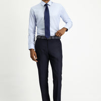 Dark Navy 7 Drop Slim Fit Classic Fabric Trousers