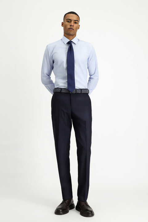 Dark Navy 4 Drop Relaxed Fit Classic Fabric Trousers