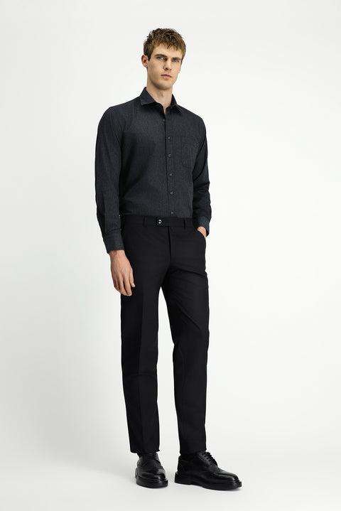 Siyah 7 Drop Slim Fit Dar Kesim Likralı Klasik Kumaş Pantolon