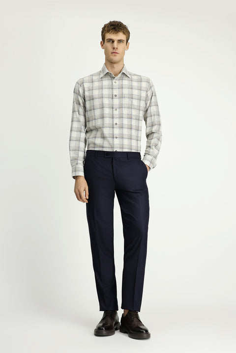 Dark Navy 6 Drop Regular Fit Standard Cut Lycra Classic Fabric Trousers