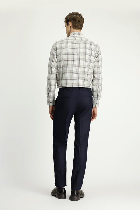 Dark Navy 6 Drop Regular Fit Standard Cut Lycra Classic Fabric Trousers