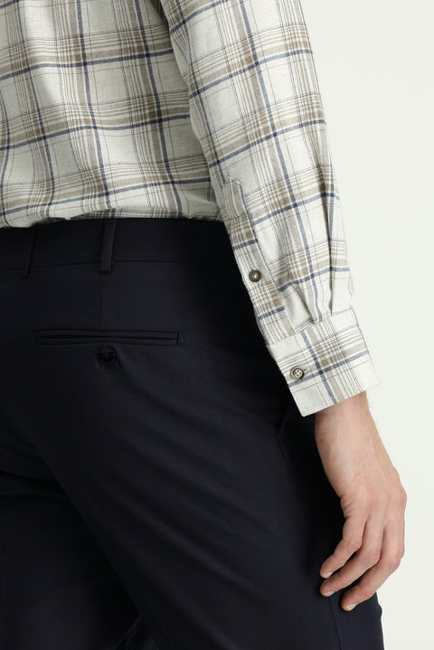 Dark Navy 6 Drop Regular Fit Standard Cut Lycra Classic Fabric Trousers