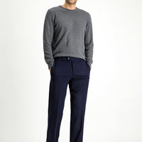 Dark Navy 6 Drop Regular Fit Standard Cut Lycra Classic Fabric Trousers