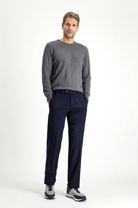 Dark Navy 4 Drop Relaxed Fit Lycra Classic Fabric Trousers