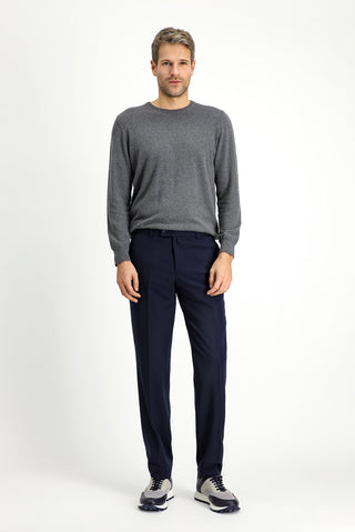  Koyu Lacivert 7 Drop Slim Fit Dar Kesim Likralı Klasik Kumaş Pantolon