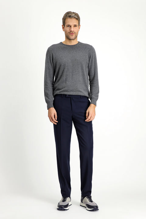 Dark Navy 7 Drop Slim Fit Narrow Cut Lycra Classic Fabric Trousers