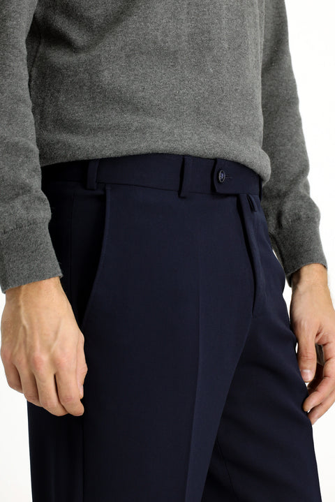 Dark Navy 7 Drop Slim Fit Narrow Cut Lycra Classic Fabric Trousers