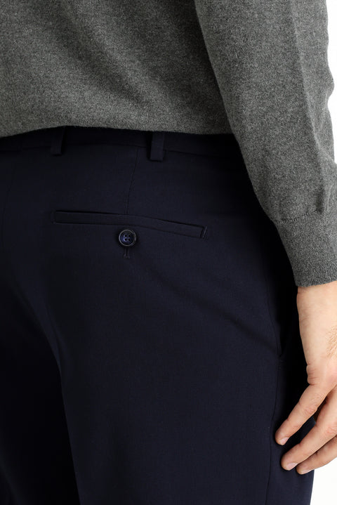 Dark Navy 6 Drop Regular Fit Standard Cut Lycra Classic Fabric Trousers