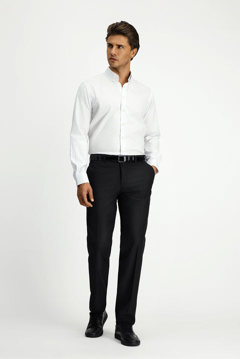 Black 4 Drop Relaxed Fit Lycra Classic Fabric Trousers