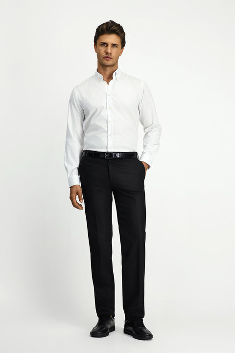 Black 7 Drop Slim Fit Narrow Cut Lycra Classic Fabric Trousers