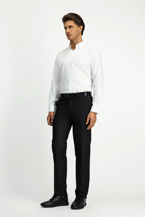 Black 4 Drop Relaxed Fit Lycra Classic Fabric Trousers