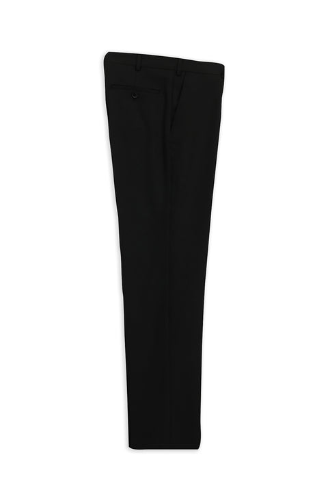Black 6 Drop Regular Fit Standard Cut Classic Fabric Trousers