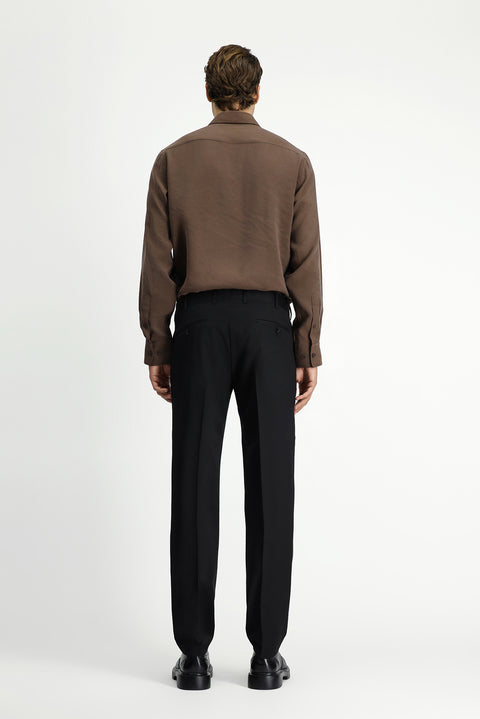 Black 4-Drop Relaxed Fit Classic Fabric Trousers