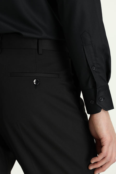 Black 4-Drop Relaxed Fit Classic Fabric Trousers