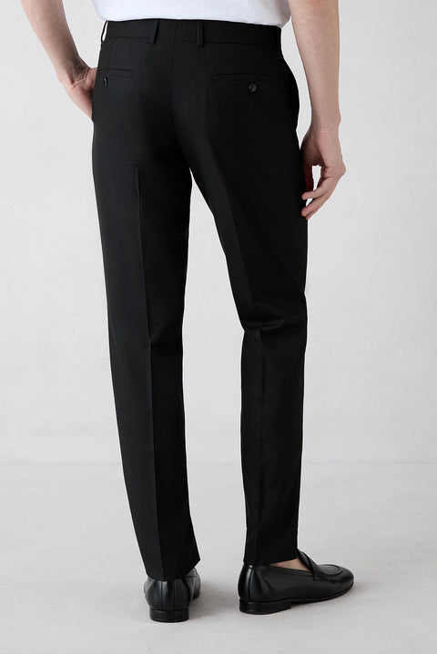 Black 6 Drop Regular Fit Standard Cut Classic Fabric Trousers